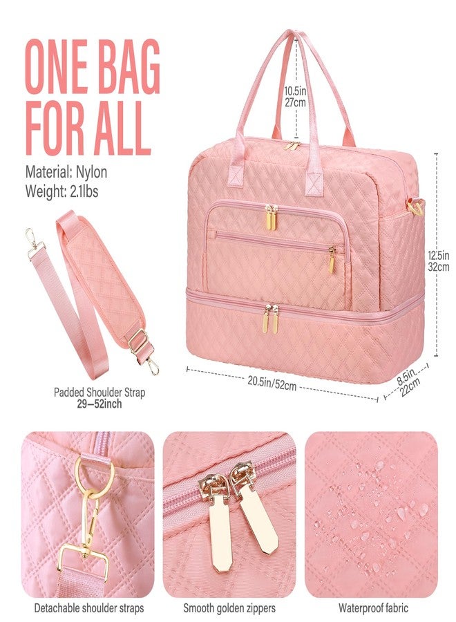 EIMMBD Large Travel Duffle Bag for Women,Carry on Overnight Bag Weekender Bags with Toiletry Bag Travel Bags for Women with Shoe Compartment for Gym Business Trips Sport Hospital(Pink) - Image 2